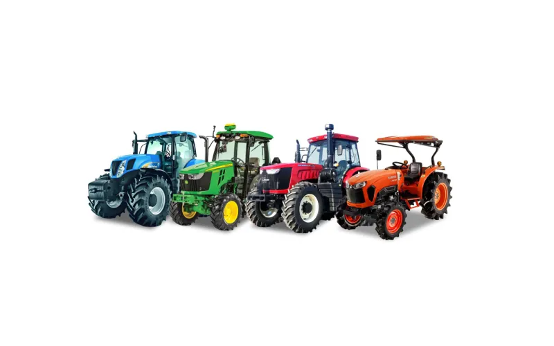 9 Tractors from New Holland, John Deere, FMWorld, and Kubota showcased side-by-side.